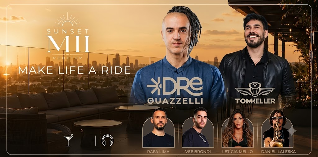 Sunset MII Rooftop Com Dre Guazelli, Tom Keller E Mais 2026